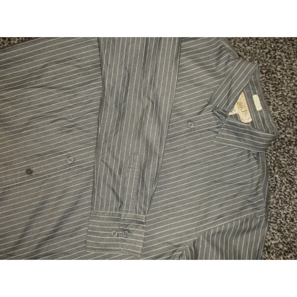 BKE Shirt Mens L‎ Gray Contour Fit Striped Button Up Long Sleeve Buckle
